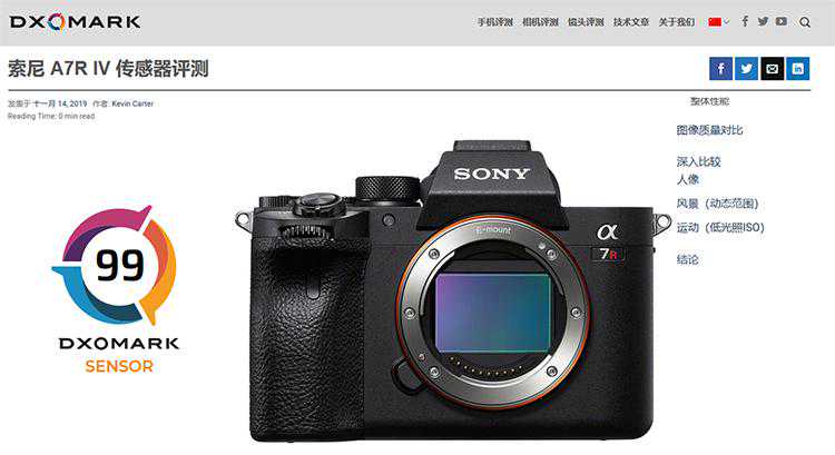 DxOMark测试索尼α7R IV相机CMOS成绩出炉 99分略逊于α7R III DxOMark测试索尼α7R IV相机CMOS成绩出炉 99分略逊于α7R III